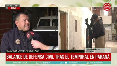 El balance de Defensa Civil tras el temporal en Paran&aacute;